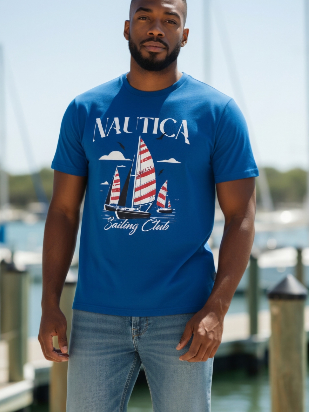 NWT Men's Nautica Graphic T-shirt in Olympic Blue Size XL